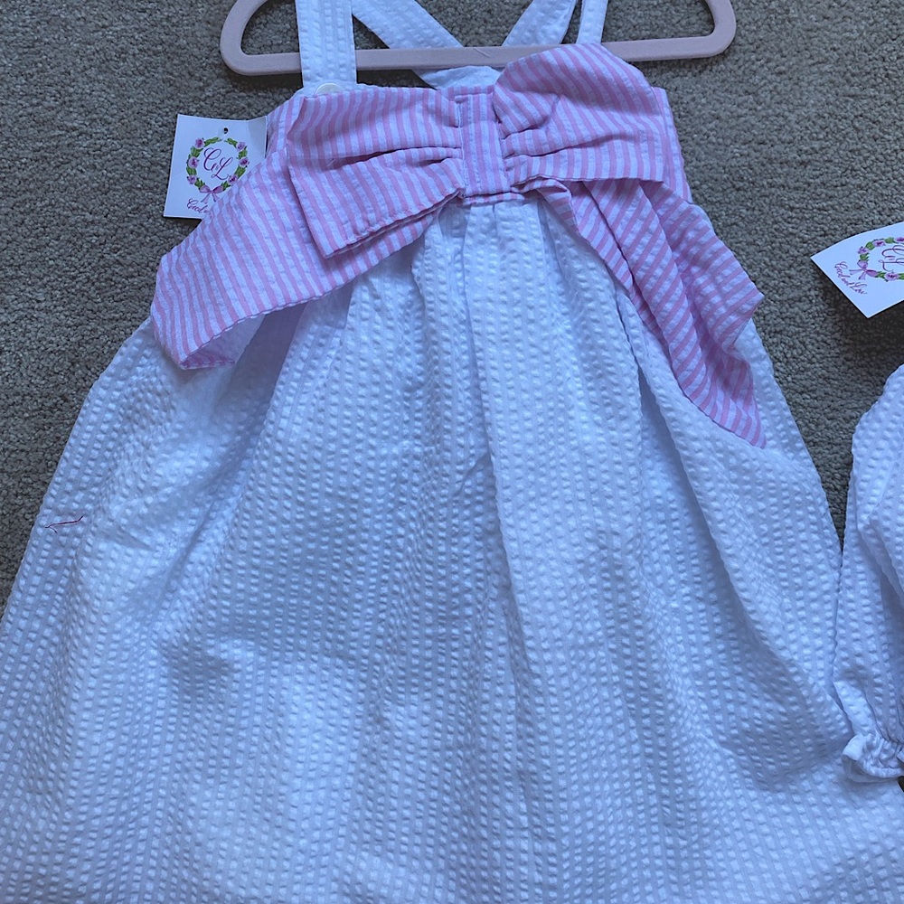 Cecil & Lou Pink & white seersucker dress